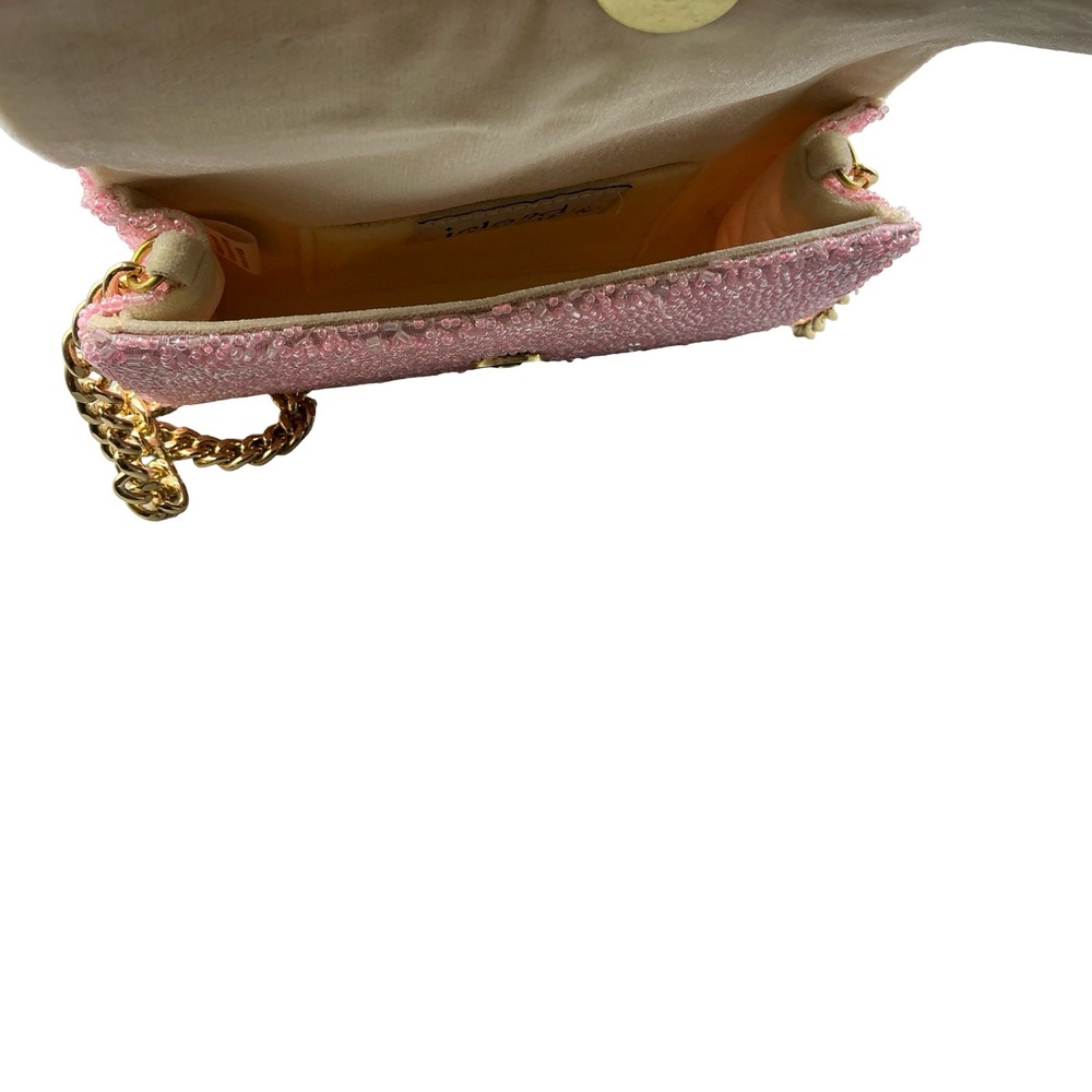 Island to East Side Zoey Pink Beaded Clutch Bag Personalized Gold Chain Strap - Picture 4 of 7